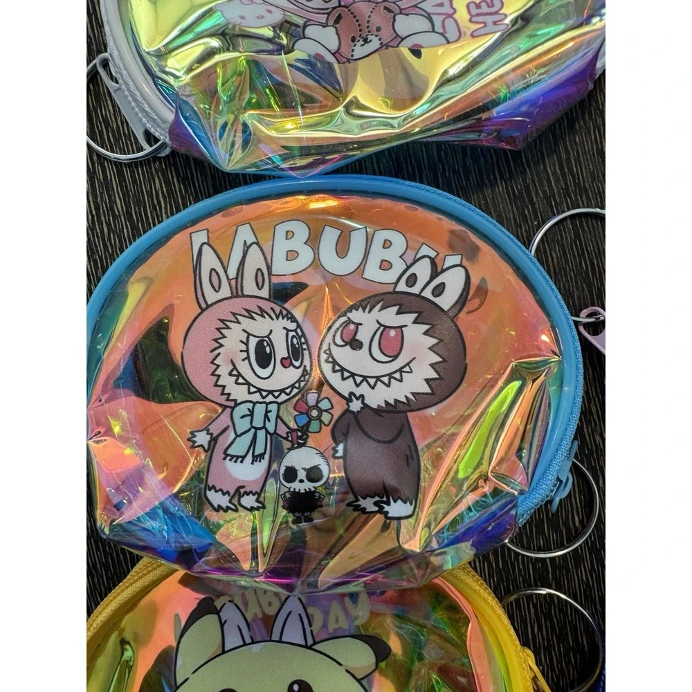Labubu Coin Purse Holographic Iridescent Zipper Pouch Keychain Lot‎ Of 6 New